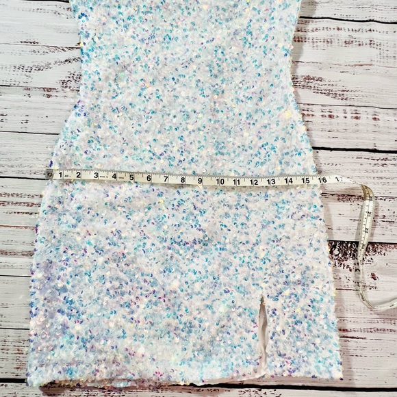 Women's one shoulder sequin bodycon dress NYE medium white - Picture 8 of 12